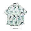 Hawaiian Ice Silk camisa de moda masculina marca de manga curta camisa masculina verão flor de praia casaco solto do casal