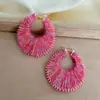 Atmósfera de Otoño e Invierno Pendientes Trenzados de Lana Coloridos Difuminados para Mujer Pendientes de Aro Coloridos Morandi Diseño de Nicho para Mujer