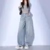 Color Claro Machete Jeans Mujer 2025 Nuevo Cintura Alta Pierna Ancha Suelto Pequeño Recto Plátano Hoz Pantalones