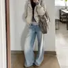 Jeans anchos retro lavados para mujer, nueva colección otoño 2026, corte holgado, efecto adelgazante, pierna recta, pierna ancha, pantalones de largo hasta el suelo