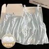 Pijama de verano nuevo estilo para mujer, dulce y sexy, con almohadillas en el pecho, camisola y shorts, ropa de casa de verano, conjunto de dos piezas para niñas, venta al por mayor