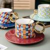 Taza de café creativa europea, platillo geométrico, taza de café de cerámica, regalo, juego de té de la tarde, juego de té al por mayor