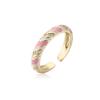 Suministro transfronterizo Aogu Moda europea y americana Cobre micro incrustado joyería de circonita color mixto goteo de aceite geométrico anillo abierto para mujer