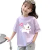Camiseta de Manga Corta para Niña Ropa de Verano 2026 Nuevo Estilo Moda Niños Niñas Verano Algodón Puro Manga Media Cuello Redondo Top Delgado t