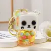 Garrafa de areia movediça de celebridade da internet criativa com contas coloridas em um pingente de garrafa de óleo acrílico chaveiro pingente bolsa pequenos acessórios atacado