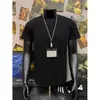 Camiseta Masculina de Verão Slim-Fit Estilo Americano Quadrada de Ombros Largos Ombros Normais Gola Redonda Manga Curta Cleanfit Pesada