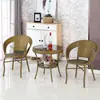 Mesa y Sillas Pequeñas para Balcón Silla de Mimbre Juego de Tres Piezas Mesa y Sillas de Té para Ocio al Aire Libre Combinación de Mesa y Sillas para Patio Terraza Sillas de Mimbre Artificial Mesa de Café