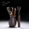 Juego de té de madera maciza de ébano para seis caballeros, juego de té de Kung Fu, accesorios para seis caballeros, tetera completa, soporte para té, cuchara y cuchillo.