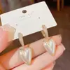 Aretes de Circonita Micro-Pavimentados, Aretes de Perla Corazón, Elegantes para Celebridades de Internet Femeninas, Modernos, Aretes Ligeros y de Lujo, Venta al por Mayor de Alta Calidad