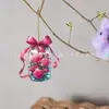 Colgante para Coche con Forma de Lazo Plano de Acrílico y Rosa de Vidrio Transfronterizo, Adorno para Colgar, Decoración de San Valentín