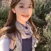 ¡Estilo Verde Lima! Bufanda de Seda Cuadros Verde Mostaza con Ribete de Encaje para Viaje, Bufanda de Cuello Sencilla y Elegante para Mujer