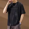 Camiseta de Verano 2026 para Hombre de Manga Corta con Bordado de Letras Americanas, Top Casual Holgado de Moda de Media Manga