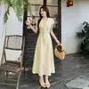 Vestido Plus Size com Gola Azul Marinho para Mulheres Curvilíneas, Novo Estilo de Verão, Ajuste na Cintura, Emagrecedor, Elegante Vestido Evasê
