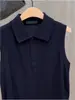 Precioso Chaleco de Punto de Seda de Hielo para Mujer, Ropa Exterior de Verano, Delgado Estilo Francés, Sensación de Alta Gama, Cuello Polo, Top sin Mangas