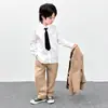 Conjunto de Traje para Niños Primavera 2025 Nuevo Estilo Ropa Formal para Niños Estilo Británico Atractivo Traje para Niños Atuendo para Desfile de Moda de Primavera y Otoño