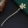 Acessórios de Cabelo Antigos Simples em Liga Metálica Colorida Eletroforética Retentora de Cor com Tassel de Flor de Cinco Pétalas para Hanfu Cheongsam