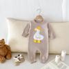 Roupas de Bebê Outono e Inverno Novo Macacão para Meninos e Meninas Bebê Manga Longa Fio de Algodão Tricô Suéter Para Sair Roupas de Escalada Pato Pequeno