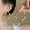 Pendientes de Cristal Coloridos de Dopamina para Mujer 2025 Nuevo Estilo Caliente Moda Elegante Círculo Cuadrado Pendientes Pendientes Pendientes