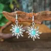Brincos de Turquesa Europeus e Americanos Novos Brincos de Borla Boêmios Liga Geométrica Retrô Elegante Exagerado Joia de Orelha