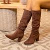 24 Comercio Exterior talla grande para mujer Puntiagudas Un Pedal Gamuza Moda Tacón Grueso Tacón Alto Botas Moda Cómodas Botas para Mujer en stock