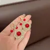 Estilo Coreano Super Hada Dulce Diamante Goteo de Aceite Lazo Amor Borla Pendientes Elegantes Lujo Ligero Sentido de Alta Gama Pendientes Delicados