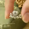 Anillo de Corona Super Brillante de Gama Alta Forma de Gota de Agua para Mujer Retro Francés Lujo Accesible Elegante Plata S925 Anillo Abierto Anillo para Dedo Índice