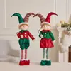 Novos enfeites de Natal para pendurar: enfeites de elfo com lantejoulas vermelhas e verdes, pose em pé, bonecos de Natal extensíveis, presentes de Natal