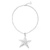 Collar de Estrella de Mar para Vacaciones en la Playa Europeas y Americanas Transfronterizas, Cadena para Clavícula Exagerada Estilo Nicho Retro Dulce-Cool Chica Picante