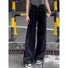 Jeans negros de pierna ancha para mujer, estilo delgado para el verano 2026, nuevos de cintura alta, corte holgado, adelgazantes, aptos para petite, pantalones curvos estilo americano