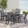 Mesa y Sillas de Madera y Plástico para Patio Exterior Combinación de Mesa y Sillas para Cafetería de Ocio Mesa y Sillas de Comedor de Ocio para Balcón al Aire Libre Jardín