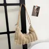 Bolsa de pelúcia para axila, novo estilo coreano, bolsa de ombro de alta qualidade, bolsa peluda simples e fashion para outono e inverno, bolsa de ombro única tipo bolinho para mulheres
