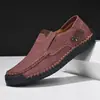Zapatos de Hombre cosidos a mano para Amazon Zapatos Casuales para Conducir Mocasines sin cordones de Cuero para Hombre de corte bajo talla extra