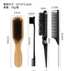 Conjunto de Pentes para Cabelo Transfronteiriço Madeira Maciça Escova para Barba Pente com Cauda Pontiaguda Pincel Duplo para Sobrancelhas Pente de Três Fileiras Ferramenta para Pentear Cabelo Pentear Cabelo Macio