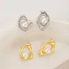 Novos Brincos de Pérola Geométricos Assimétricos Design de Nicho Simples Versátil Brincos Versáteis Exquisitos Brincos de Alta Qualidade