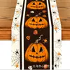 Camino de Mesa Nuevo Best-Seller de Amazon Transfronterizo con Estampado de Halloween, Sensación de Alta Gama, Decoración para Mesa de Sala y Mesa de Comedor, Mantel Personalizado