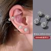 Aretes de Bola de Taladro de Doble Cabeza de Aguja de Plata 999 para Mujer para Dilatar Agujeros de Oreja Nicho de Alto Grado Clavo para Hueso de Oreja Plata de Ley Cierre de Rosca
