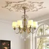 Araña de cristal de cobre puro, luz principal para sala de estar, estilo francés de mediados de siglo, lujo ligero, estilo retro americano de alta gama, 6 lámparas nuevas, otros