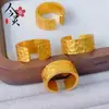 Anel Dourado Estilo Loja de Ouro Areia Dourada Flor Antiga Design de Nicho Anel Luz Luxo Moda Aberto Versátil Joia