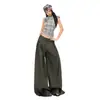 Calça Casual Feminina de Verão 2026 Nova Tendência Solta com Pregas Perna Larga Emagrecedora Comprimento Total com Decoração de Amarração na Cintura