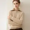 Suéter de cuello alto con media cremallera de cachemira pura para mujer, nuevo estilo otoño e invierno, tejido holgado y estilizado, top básico de manga larga