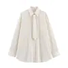 Comércio Exterior Atacado Transfronteiriço Outono 2025 Novo Casual Feminino Camisa Solta com Laço 4764113