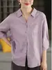 Camisa de manga corta de verano nueva y versátil con cuello en V, ajuste ceñido, de algodón y lino, con cuello camisero, tops casuales para mujer