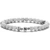 Pulsera de cuentas de turquesa blanca de 6 mm de venta caliente europea y americana, pulsera de letras para pareja para hombre, joyería de estación independiente transfronteriza
