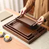 Bandeja Juego de Té Japonés Comercial Hotel Restaurante Exhibición Bambú Madera Plato Retro Oscuro Taza de Agua Rectangular Hogar