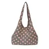 Bolsa de lona com estampa de leopardo, moderna e de grande capacidade, bolsa de ombro feminina, estilo coreano, design casual e simples de bolinhas
