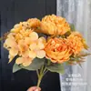 Buquê de Flores Artificiais Crisântemo Peônia com Cabo Pequeno Transfronteiriço Flores para Casamento Flores de Seda Artificial Decoração de Casamento Arranjo de Chão