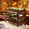 Suministro exclusivo transfronterizo de botelleros de bambú engrosados, estanterías simples comerciales y de supermercado para almacenamiento y exhibición de botellas de vino, botelleros para el hogar