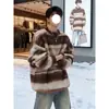 Suéter Redondo da Moda para Homens, Nova Malha Casual Color Block Outono e Inverno, Versátil Estilo Relaxado Top Básico para Casais