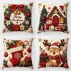 Venta Caliente Transfronteriza Funda de Cojín Navideña Sofá Sala de Estar Reno Rosa Muñeco de Nieve Decoración del Hogar Funda de Cojín