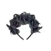 Faixa de Cabeça de Malha com Penas Nova para Halloween Festival Fantasma Escuro Morcego Teia de Aranha Flor Artificial Acessórios Faixa de Cabeça